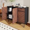 Sideboard B 90 x T 30 x H 71,5 cm aus MDF/Spanplatte, Schwarz & Holzoptik, mit Schublade Bild 4
