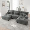 3-Sitzer-Sofa 313×145×81 cm aus Samt modular mit 2 Ottomanen, grau Bild 3