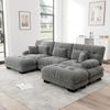 3-Sitzer-Sofa 313×145×81 cm aus Samt modular mit 2 Ottomanen, grau Bild 2