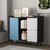 Sideboard aus MDF mit 2 Schubladen & offenem Stauraum, 90 x 40 x 80 cm, Schwarz/Blau Bild 3