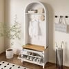 Yorbay Garderobe mit Schuhschrank & Hakenleiste, Moderner Hall Tree für den Flur (195 x 75 x 35 cm), Kompakter Garderobenschrank mit Ablage Bild 2