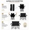 BigDean Faltstuhl Camping Sofa faltbar Camping Bank schwarz 2 Personen 2 Getränkehalter (Packung, 1 St), Extra Breit, Gepolstert, Getränkehalter, Tragetasche Bild 3