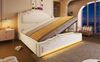 Polsterbett 140x200 cm - Samt mit Vintage-Betthaupt, hydraulischer Bettkasten, LED-Stimmungslicht und USB‑C，Beige Bild 4