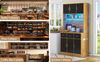 Küchenschrank mit MDF-Arbeitsplatte, LED & USB-Anschluss, 100 x 40 x 180 cm, natur/schwarz Bild 5