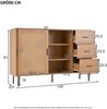 Merax Sideboard mit 2 Schiebetüren und 3 Schubladen mit verstellbaren Einlegeböden, Sideboard im Landhausstil, Natural Bild 4