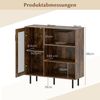 Holz Sideboard Küchenschrank mit Glastür & Verstellbarem Weinregal & Glashaltern Kommode Bild 2