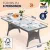 CASARIA® Polyrattan Gartentisch Glasplatte 190x90x74cm grau Bild 2