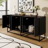 Moderner Aufbewahrungsschrank 160x38x75,5 cm mit 3 Doppeltüren – stilvolles Sideboard in Matt-Schwarz Bild 3