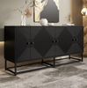 Moderner Aufbewahrungsschrank 160x38x75,5 cm mit 3 Doppeltüren – stilvolles Sideboard in Matt-Schwarz Bild 4
