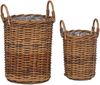 vidaXL Blumentopfkorb mit Speicher 2 Stk. Naturbraun Kubu Rattan 42020958 Bild 2