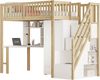Hochbett 90 x 200 mit großem Kleiderschrank Regal und Tisch, Stauraum Treppe Mehrzweckbetteinheit Holzbettgestell Holzfarbe Bild 4