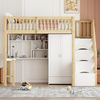 Hochbett 90 x 200 mit großem Kleiderschrank Regal und Tisch, Stauraum Treppe Mehrzweckbetteinheit Holzbettgestell Holzfarbe Bild 2