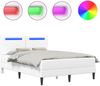 vidaXL Bettrahmen mit LED-Lichtleisten Weiß 140 x 200 cm Kunstleder 3415002 Bild 2