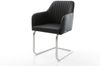 Freischwinger Greg-Flex Echt-Leder Schwarz Freischwinger flach Edelstahl Taschenfederkern Bild 1