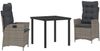 vidaXL Garten Essgruppe mit Kissen 3 pcs Grau Poly-Rattan 3380498 Bild 2