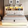STILVORA Polsterbett 180x200 mit LED&USB,Jugendbett Doppelbett mit Lattenrost&Matratze (mit Hydraulischem Stauraum, APP-gesteuertes LED-Lichtband, USB-Ladeanschluss, Leinenbezug, Platzsparendes Bett mit Stauraum für Bücher und Bettzeug, 180x200 cm), mi... Bild 1