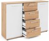 Möbelando 'Jacklin' Sideboard, Spanplatte, 120 x 35 x 85 cm , Artisan Eiche / Weiß Bild 5