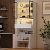 LED-Weinschrank Vitrine mit Glastüren und Aluminiumrahmen, Weiß mit 2 offenen Ablageflächen, 1 Schublade, 2 Schränken Bild 4