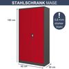 Werkzeugschrank mit Lochwand KESU - 5 Ebenen, Abschließbar | Metallschrank mit Werkzeugwand Werkstattschrank Perforierte Rückwand, 185x92x50cm Anthrazit-Rot Bild 2