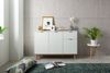 Finori Göteborg 56 Kommode, weiß / Dekor Sonoma Eiche | Kommode für Wohnzimmer | Maß: B x H x T ca. 120 x 85 x 40 cm | Kommode mit 3 Türen (dahinter 2 Einlegeböden) und 1 Schubkasten Bild 5