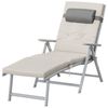 SONGMICS Sonnenliege, Liegestuhl klappbar, abnehmbares Kopfkissen, atmungsaktiv, einstellbare Rückenlehne, beige Bild 2