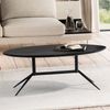 Couchtisch Mango Massivholz Metall Schwarz Oval 90x50x35cm Wohnzimmer Modern Bild 2