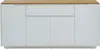Vente-unique - Sideboard mit 4 Türen & 1 Schublade - MDF lackiert - Weiß & Eichefarben - AMANI Bild 3