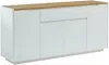 Vente-unique - Sideboard mit 4 Türen & 1 Schublade - MDF lackiert - Weiß & Eichefarben - AMANI Bild 5