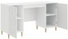 vidaXL Schreibtisch Hochglanz Weiß Holzwerkstoff 142,5 x 50 x 75 cm 3414616 Bild 3