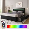 Merax LED Stauraumbett Polsterbett 140x200 Doppelbett aus Leinen mit Höhenverstellbares Kopfteil & 4 Schubladen Schwarz Bild 5