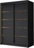 Kleiderschrank mit Goldverzierung Laraso IV mit zwei Schwebetüren (Farbe: Schwarz) Bild 2
