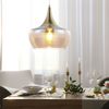 LED Hängeleuchte, messing antik, Glas amberfarben, H 150 cm Bild 3