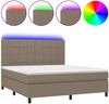 vidaXL Boxspringbett mit Matratze & LED Taupe 180x200 cm Stoff 3134897 Bild 2