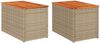vidaXL Garten-Beistelltische 2 Stk. Beige 55x34x37 cm Poly Rattan Holz 366069 Bild 2