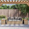 vidaXL Garten-Beistelltische 2 Stk. Beige 55x34x37 cm Poly Rattan Holz 366069 Bild 3