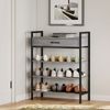 Schuhregal Mit 3 Ablagen & Schublade - Schuhständer Industriestil Mit Metallrahmen Und Kippschutz Bild 3