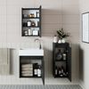 Roomart MINI-50 Badmöbel Set– 4-teiliges Badezimmermöbel Set - Waschbeckenunterschrank mit Keramikwaschbecken, Spiegelschrank & Hochschrank - H 45 x B 25 x T 49 cm • Schwarz-Eiche Bild 3
