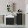 Roomart MINI-50 Badmöbel Set– 4-teiliges Badezimmermöbel Set - Waschbeckenunterschrank mit Keramikwaschbecken, Spiegelschrank & Hochschrank - H 45 x B 25 x T 49 cm • Schwarz-Eiche Bild 2
