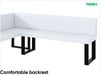 MEBLINI Eckbank für Esszimmer mit ausziehbarem Tisch - Küchenbank - Essecke - Sitzecke Küche - TONI - U-Beine 142x196x87cm Links - Weiß Kunstleder/B Schwarz Hochgl. Bild 5