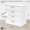 habeig Kommode Kommode 241 Sideboard Perfect Weiss 4 Schubladen Flurschrank Schrank Bild 2