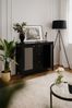 Finori Cordoba 01B Kommode, schwarz / Geflecht Nobel | Kommode für Wohnzimmer | Maß: B x H x T ca. 110 x 90 x 40 cm | Kommode mit 2 Rahmentüren, 2 Einlegeböden und 3 Schubkästen Bild 5