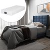 Polsterbett 90x200 cm mit Lattenrost und Federkernmatratze – Einzelbett aus Leinen in Blau Bild 3