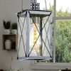 Hängeleuchte, Laternen-Design, Glas, klar, chrom, H 110 cm Bild 4