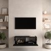 Planetmöbel TV Board 100 cm Schwarz, TV Schrank mit 1 Klappe als Stauraum, Lowboard hängend oder stehend, Sideboard Wohnzimmer Bild 3