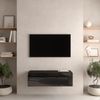 Planetmöbel TV Board 100 cm Schwarz, TV Schrank mit 1 Klappe als Stauraum, Lowboard hängend oder stehend, Sideboard Wohnzimmer Bild 2