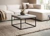 Couchtisch 60 x 60 x 38 cm Sandfarben Sofatisch in Stein-Optik Modern, Design Wohnzimmertisch Quadratisch, Loungetisch Beige, Kaffeetisch Metallbeine Klein Bild 3