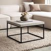 Couchtisch 60 x 60 x 38 cm Sandfarben Sofatisch in Stein-Optik Modern, Design Wohnzimmertisch Quadratisch, Loungetisch Beige, Kaffeetisch Metallbeine Klein Bild 2