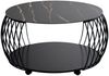 M2 Kollektion Couchtisch MACAU, Ø 80 cm, Schwarz, Gesinterter Stein, Metall, mit Ablage und Rollen Bild 5
