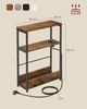 Vasagle Nachttisch mit Ladefunktion und 3 Ablagen, Stahl / Holzplatte vintagebraun / tintenschwarz, 18 x 45 x 58 cm Bild 5