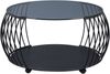 Couchtisch >Shanghai< in schwarz, Metall schwarz/Sicherheitsglas grau - 46 (H), 80cm Durchmesser Bild 2